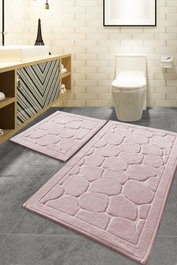 Mijölnir Juego de Alfombrillas de Baño de Algodón 100% Lino - Powder